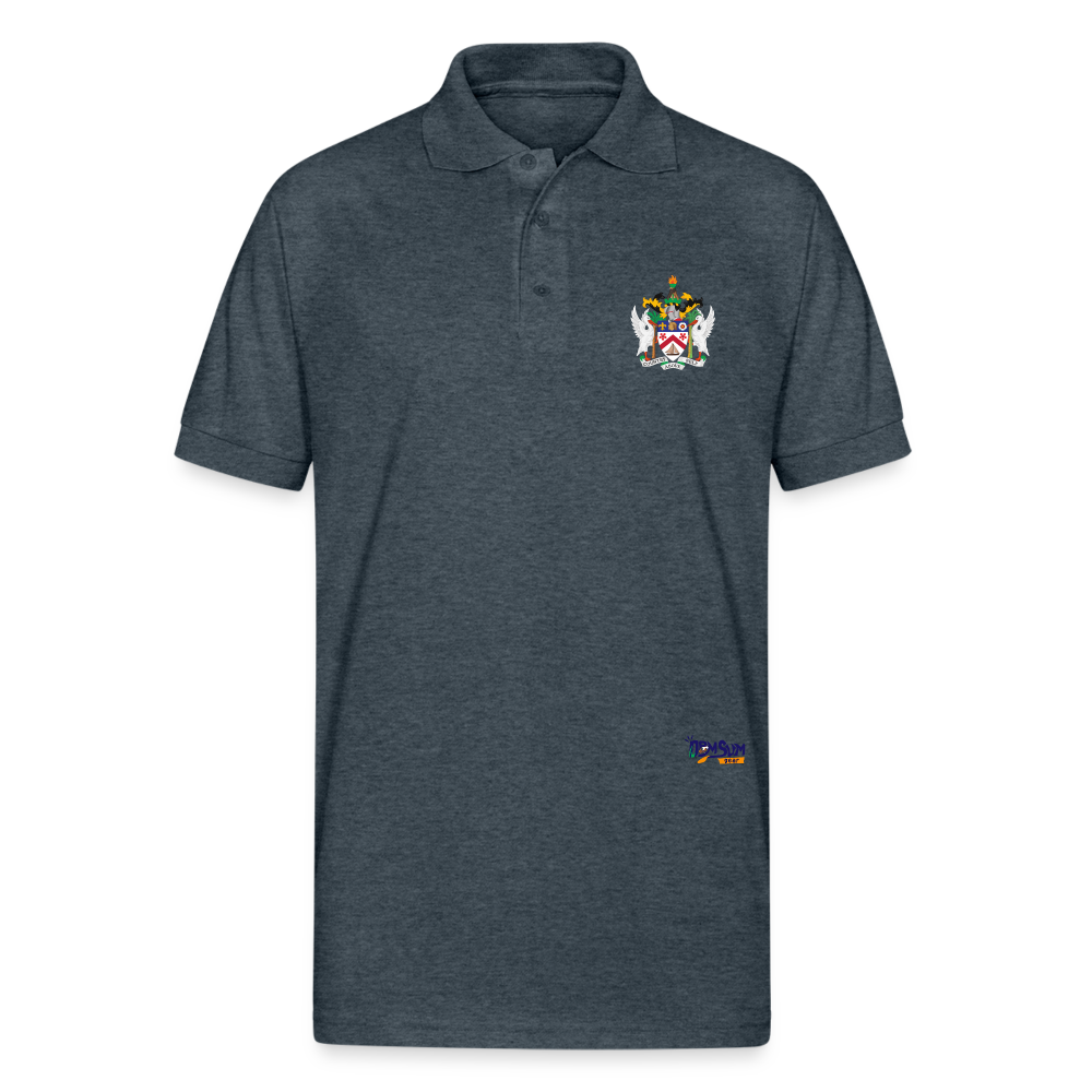 St Kitts n Nevis  Unisex 50/50 Jersey Polo - deep heather