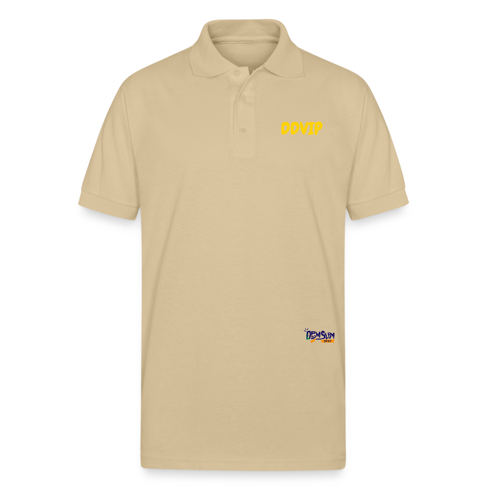 DDVIP Gold letter Gildan Unisex 50/50 Jersey Polo - Sand