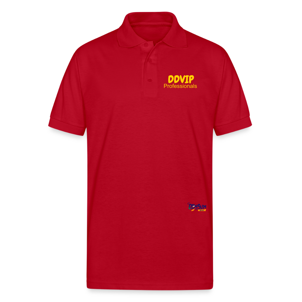 DDVIP Pro Gold letter Gildan Unisex 50/50 Jersey Polo - red