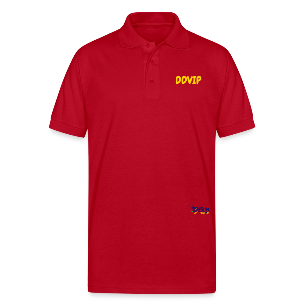 DDVIP Gold letter Gildan Unisex 50/50 Jersey Polo - red