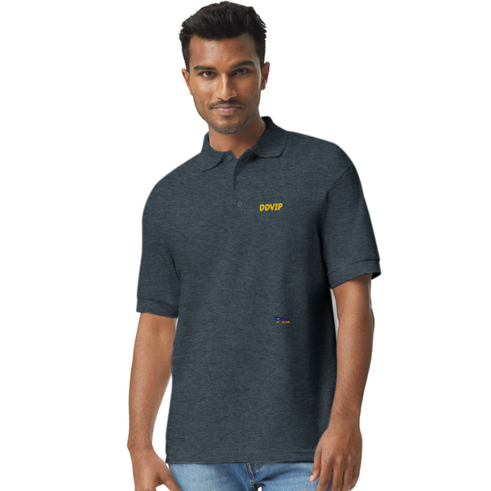 DDVIP Gold letter Gildan Unisex 50/50 Jersey Polo - deep heather