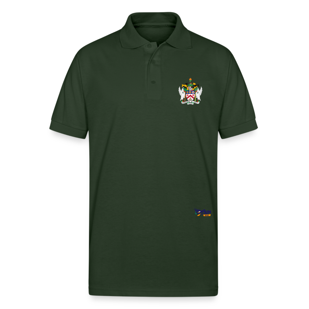 St Kitts n Nevis  Unisex 50/50 Jersey Polo - forest green