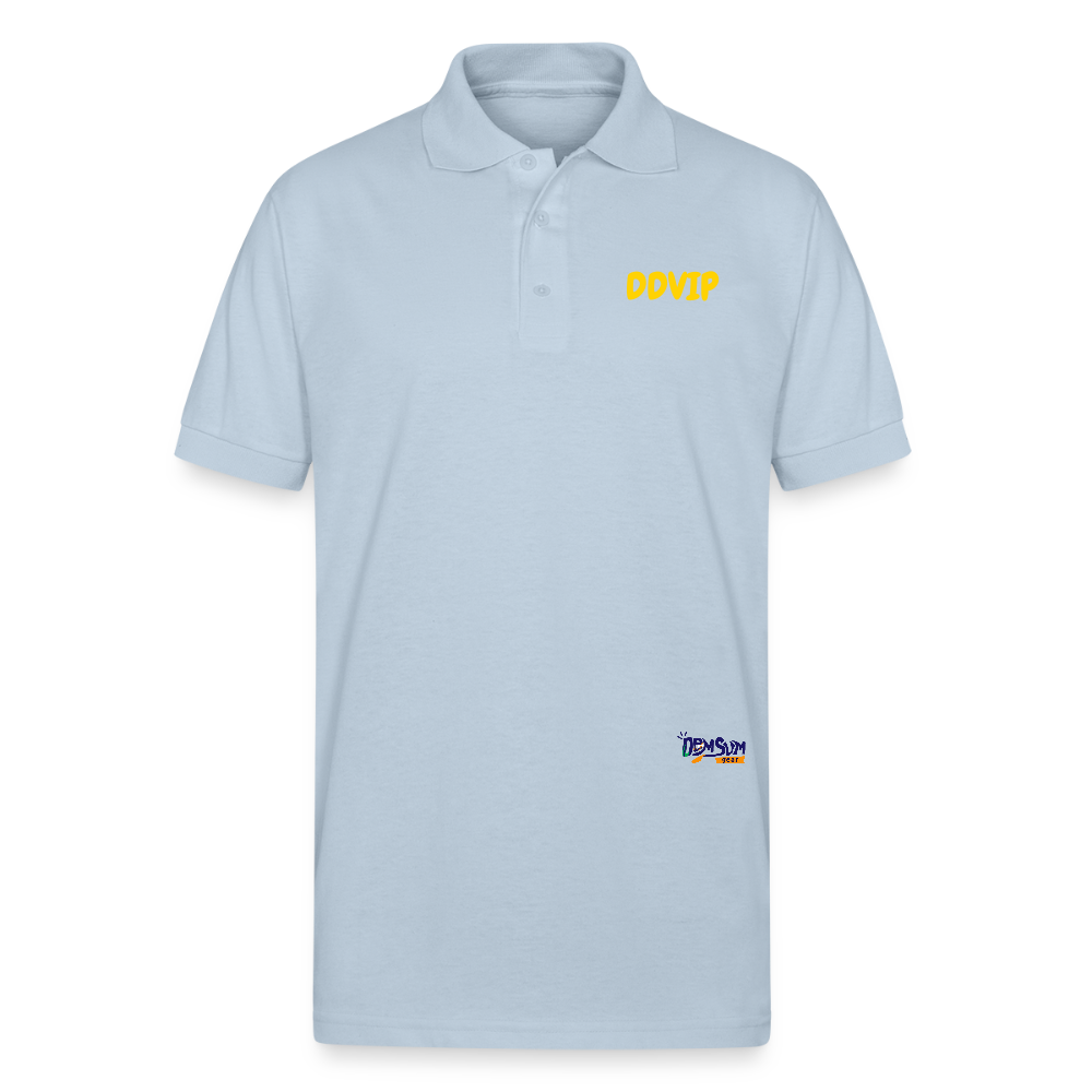 DDVIP Gold letter Gildan Unisex 50/50 Jersey Polo - light blue
