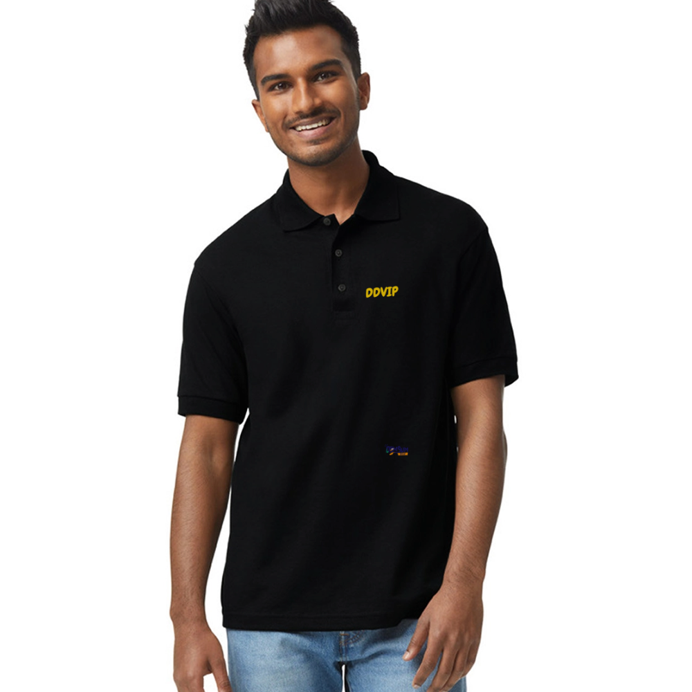 DDVIP Gold letter Gildan Unisex 50/50 Jersey Polo - black