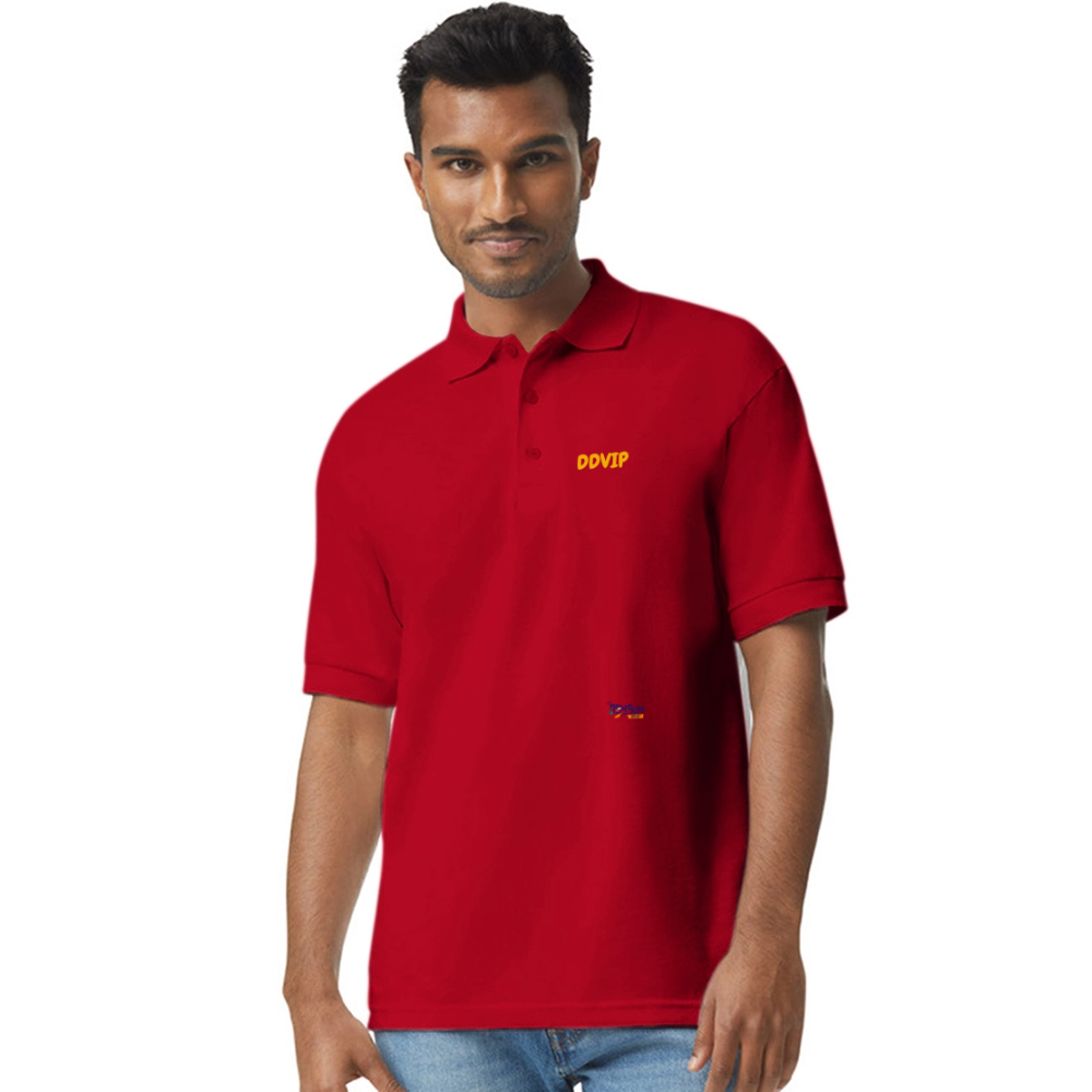 DDVIP Gold letter Gildan Unisex 50/50 Jersey Polo - red