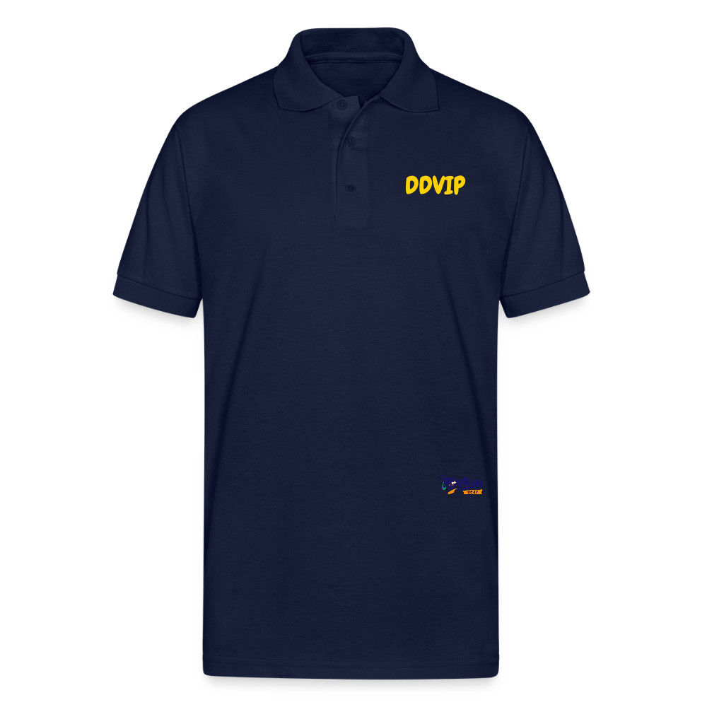 DDVIP Gold letter Gildan Unisex 50/50 Jersey Polo - navy