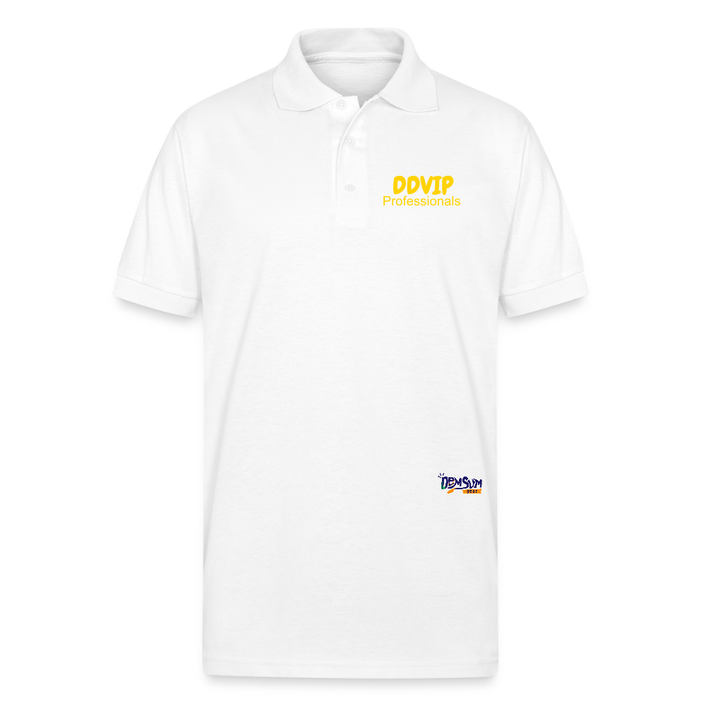 DDVIP Pro Gold letter Gildan Unisex 50/50 Jersey Polo - white