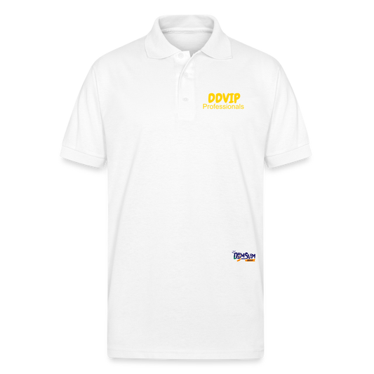 DDVIP Pro Gold letter Gildan Unisex 50/50 Jersey Polo - white