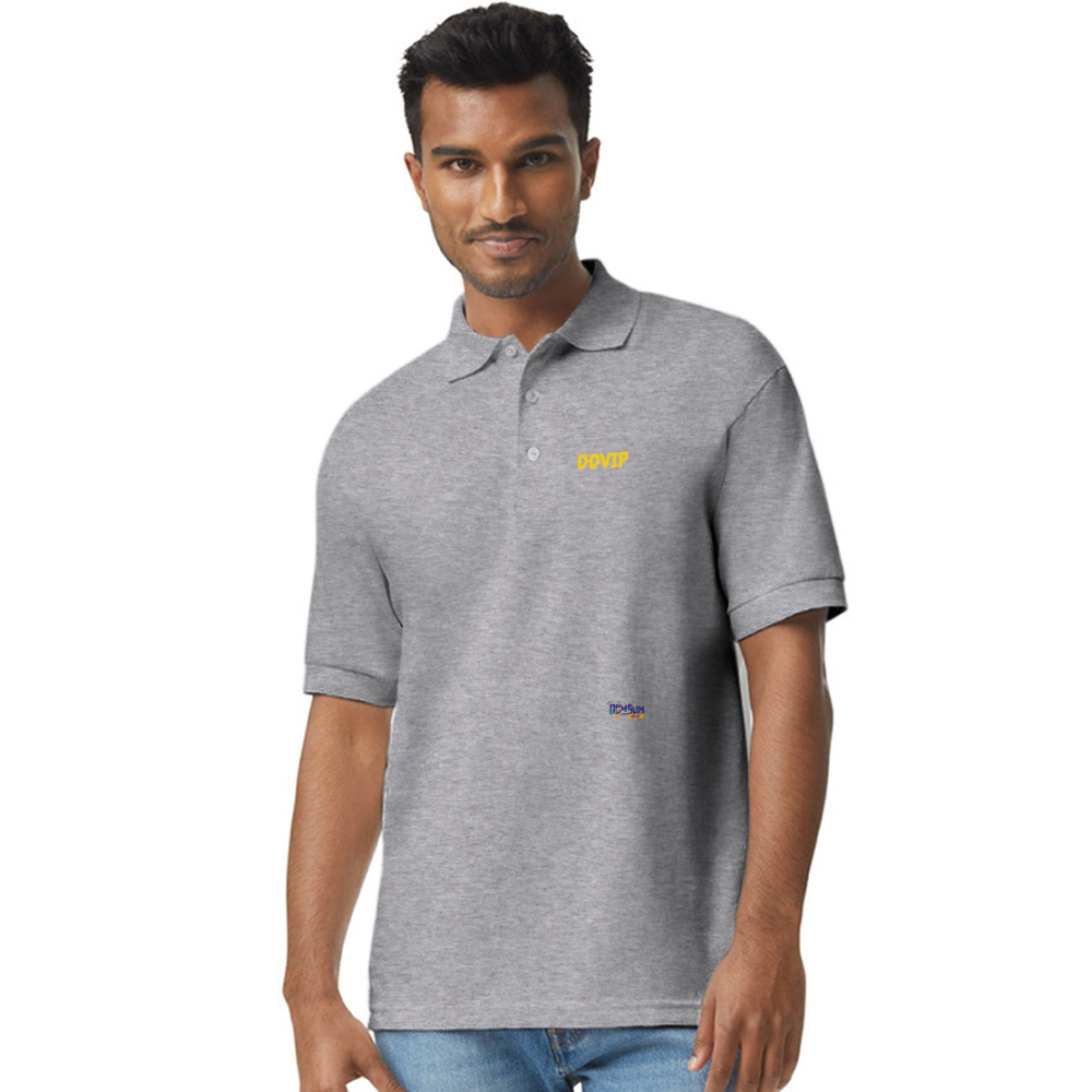 DDVIP Gold letter Gildan Unisex 50/50 Jersey Polo - heather gray