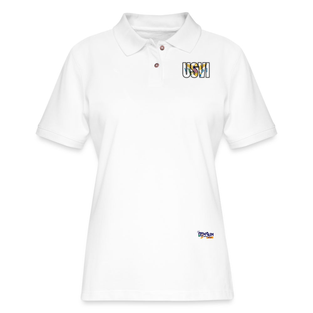 USVI Women's Pique Polo Shirt - white