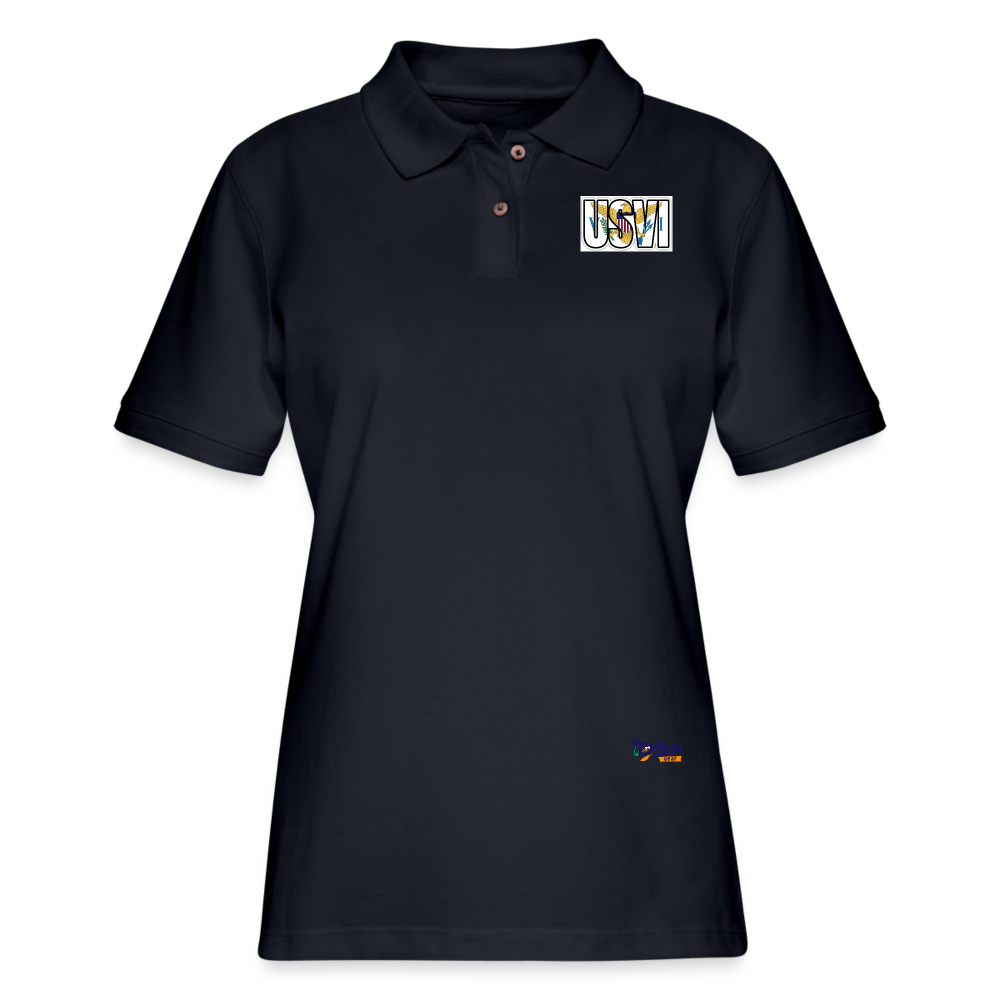 USVI Women's Pique Polo Shirt - midnight navy