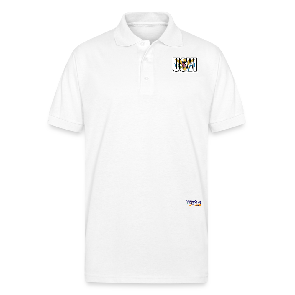 USVI Gildan Unisex 50/50 Jersey Polo - white