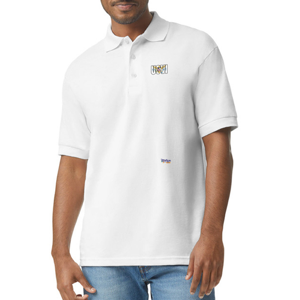 USVI Gildan Unisex 50/50 Jersey Polo - white