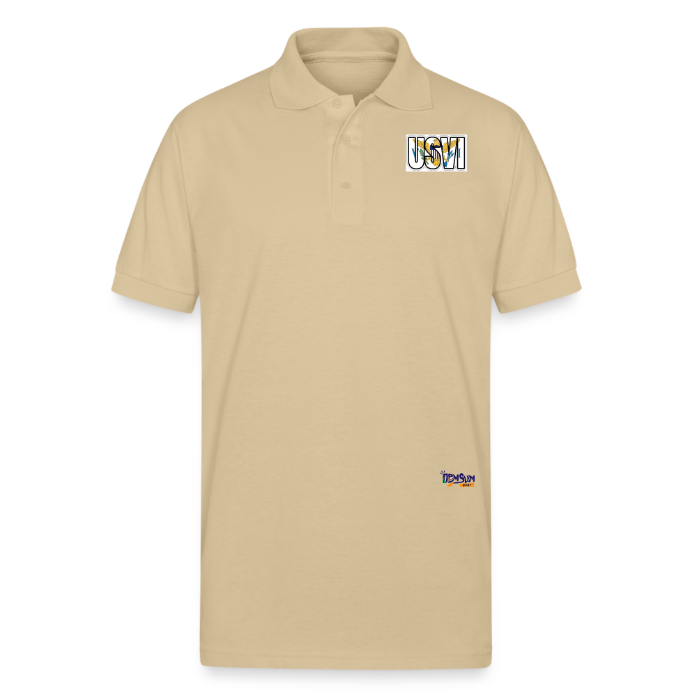 USVI Gildan Unisex 50/50 Jersey Polo - Sand