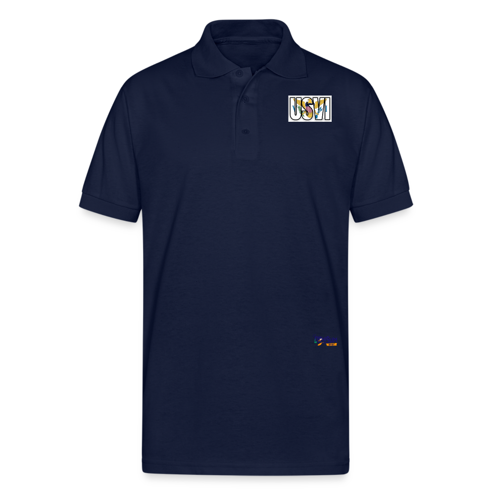 USVI Gildan Unisex 50/50 Jersey Polo - navy