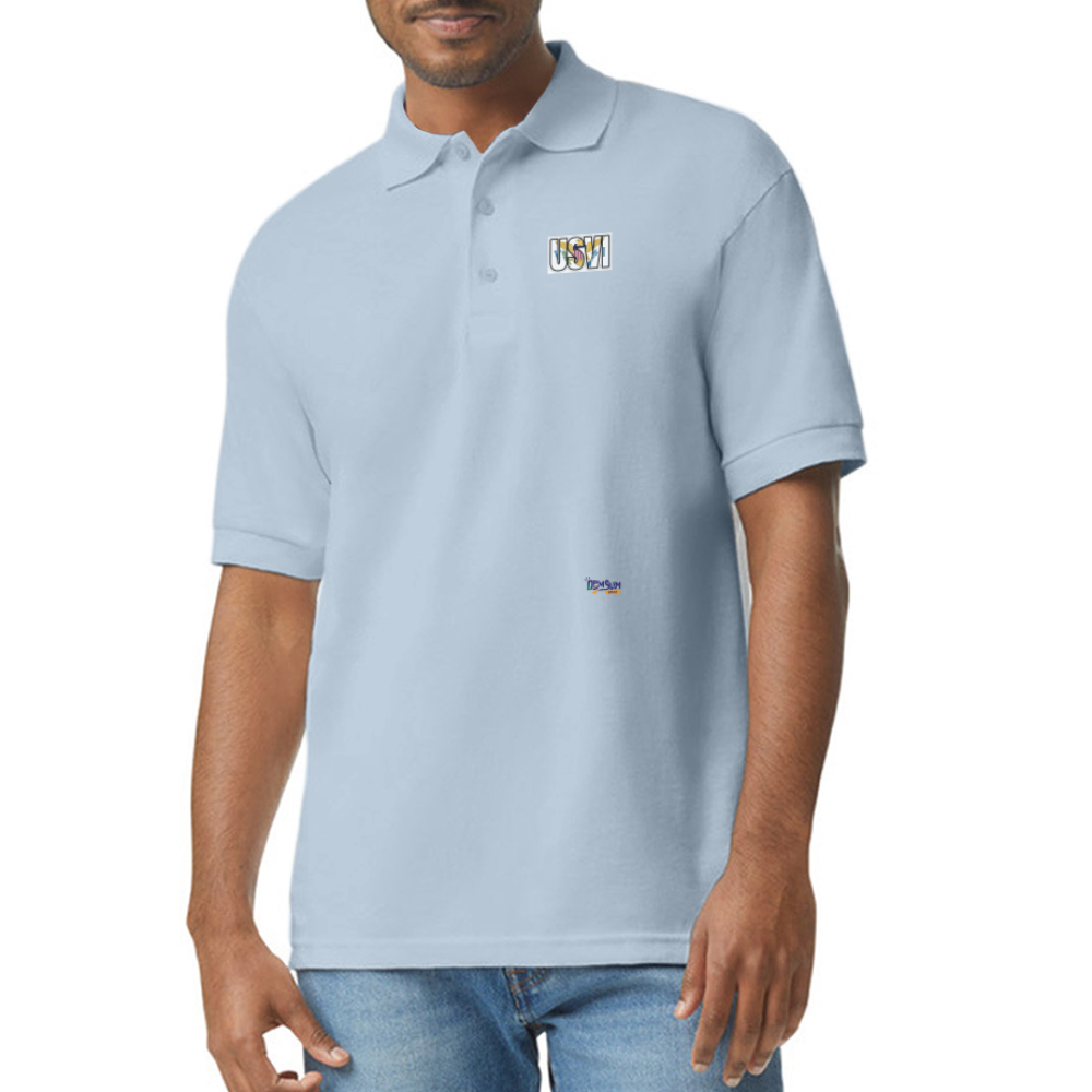 USVI Gildan Unisex 50/50 Jersey Polo - light blue