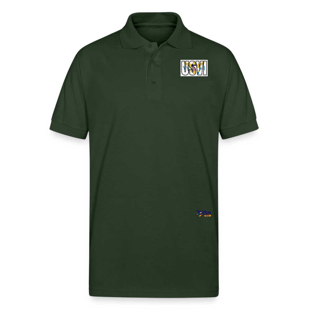 USVI Gildan Unisex 50/50 Jersey Polo - forest green
