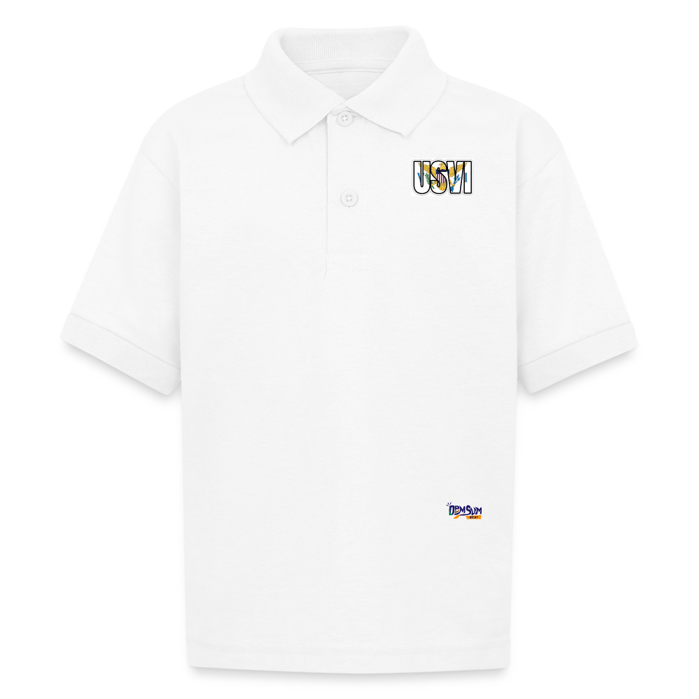 USVI Gildan Kid's 50/50 Jersey Polo - white