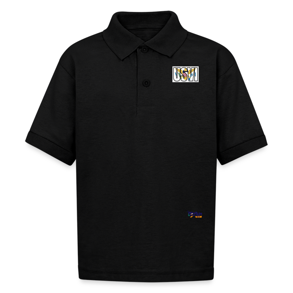 USVI Gildan Kid's 50/50 Jersey Polo - black