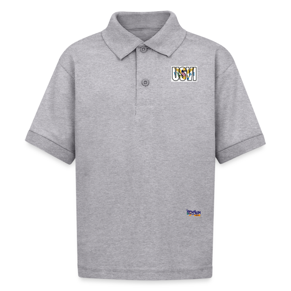 USVI Gildan Kid's 50/50 Jersey Polo - heather gray