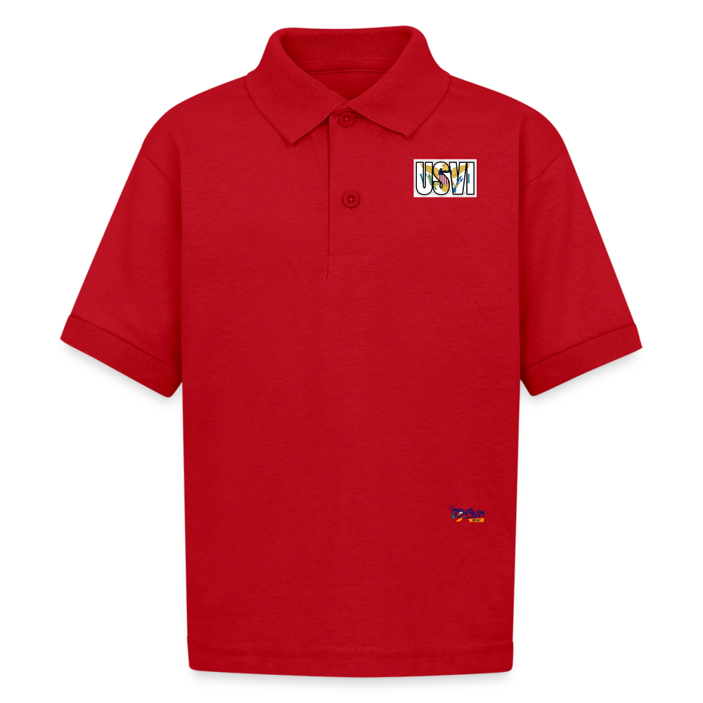 USVI Gildan Kid's 50/50 Jersey Polo - red