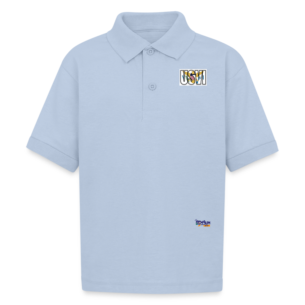 USVI Gildan Kid's 50/50 Jersey Polo - light blue