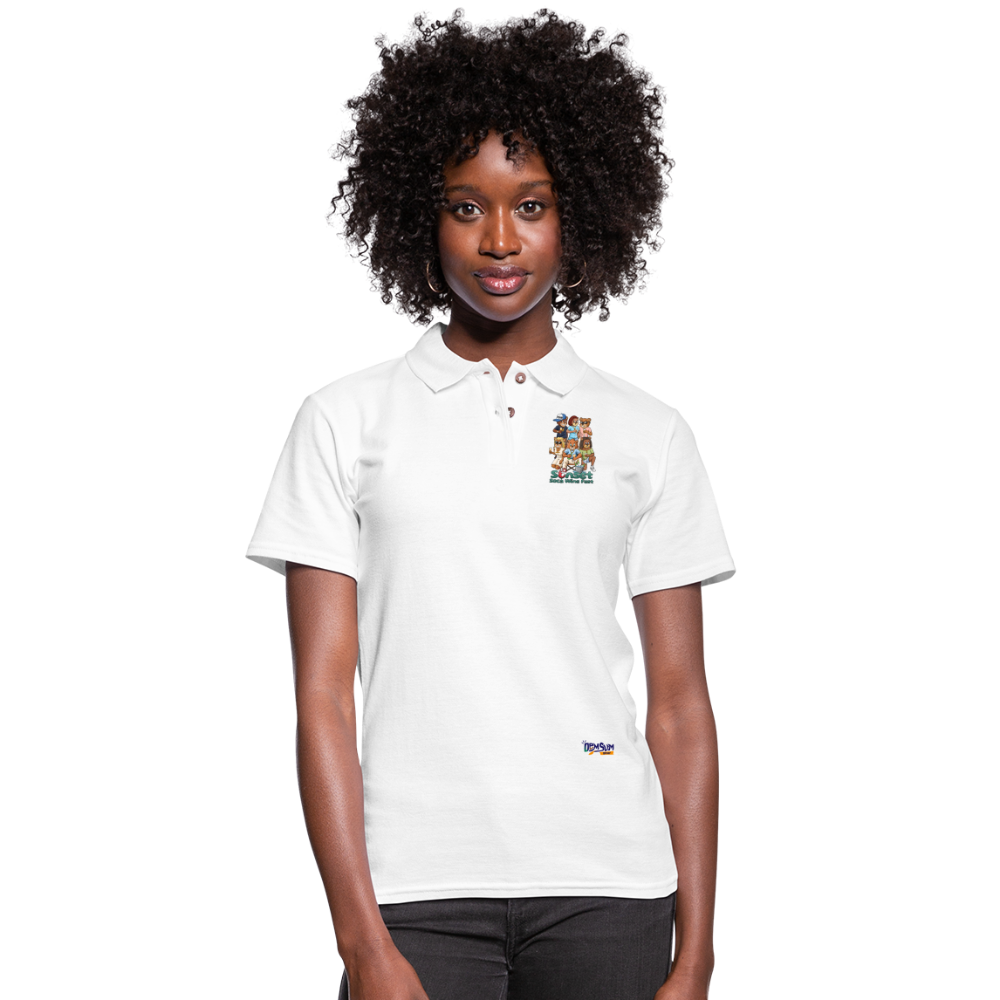 SUNSET CHARACTER Women's Pique Polo Shirt - white