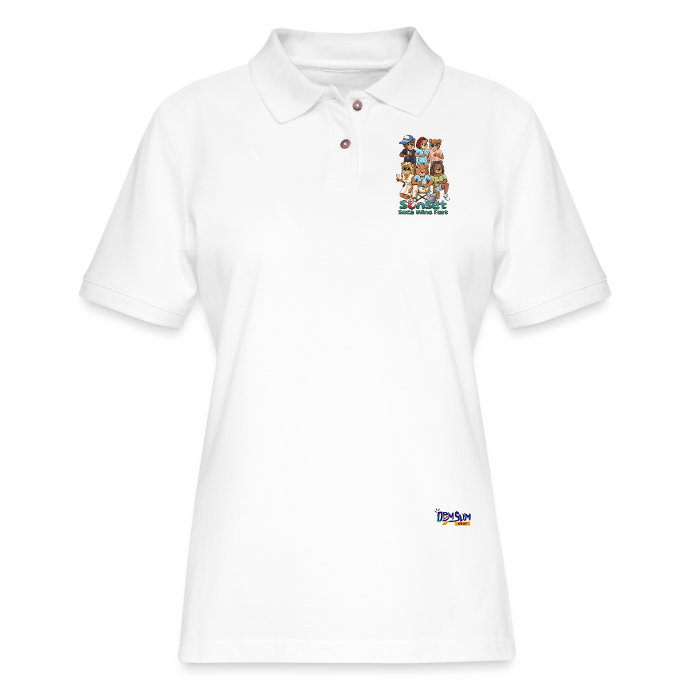 SUNSET CHARACTER Women's Pique Polo Shirt - white