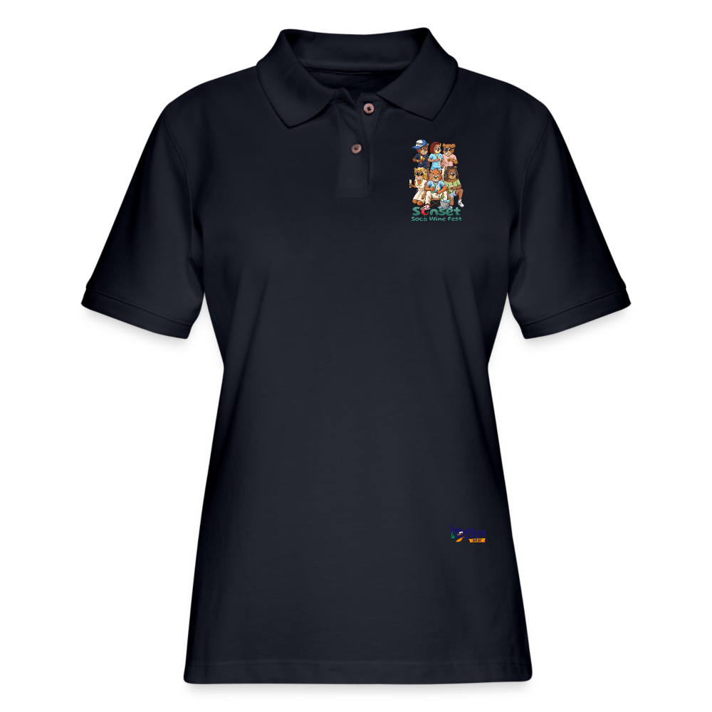 SUNSET CHARACTER Women's Pique Polo Shirt - midnight navy
