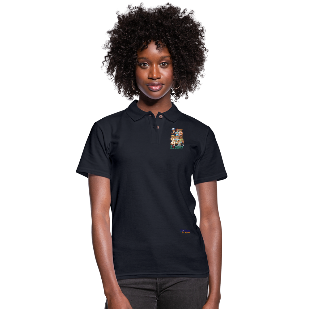 SUNSET CHARACTER Women's Pique Polo Shirt - midnight navy