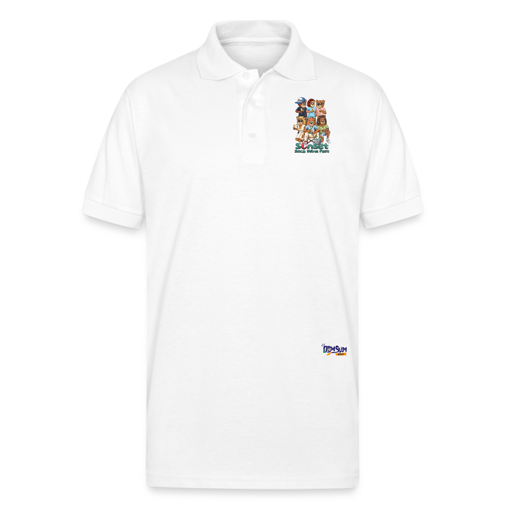 CHARACTER SUNSET SOCA Gildan Unisex 50/50 Jersey Polo - white