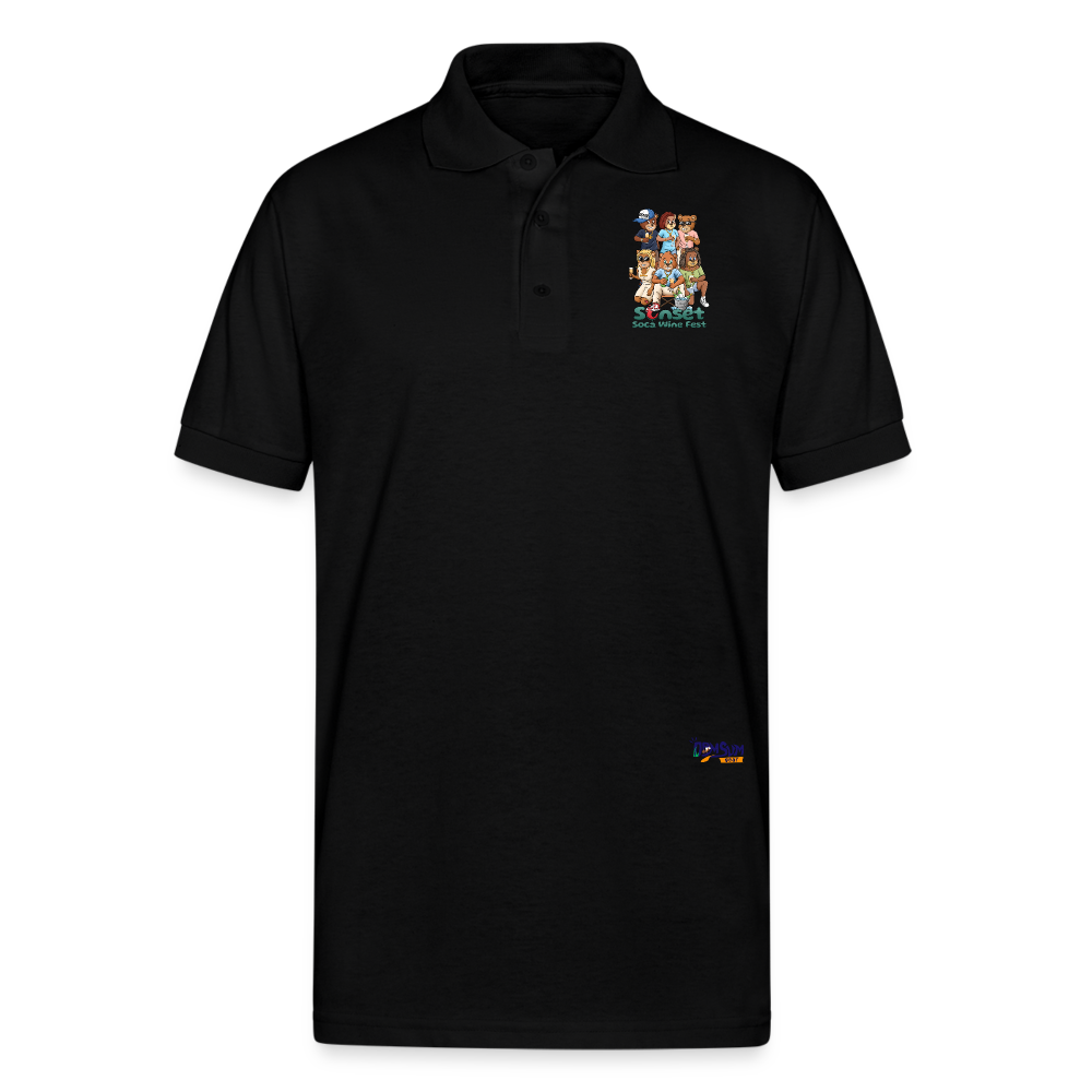 CHARACTER SUNSET SOCA Gildan Unisex 50/50 Jersey Polo - black