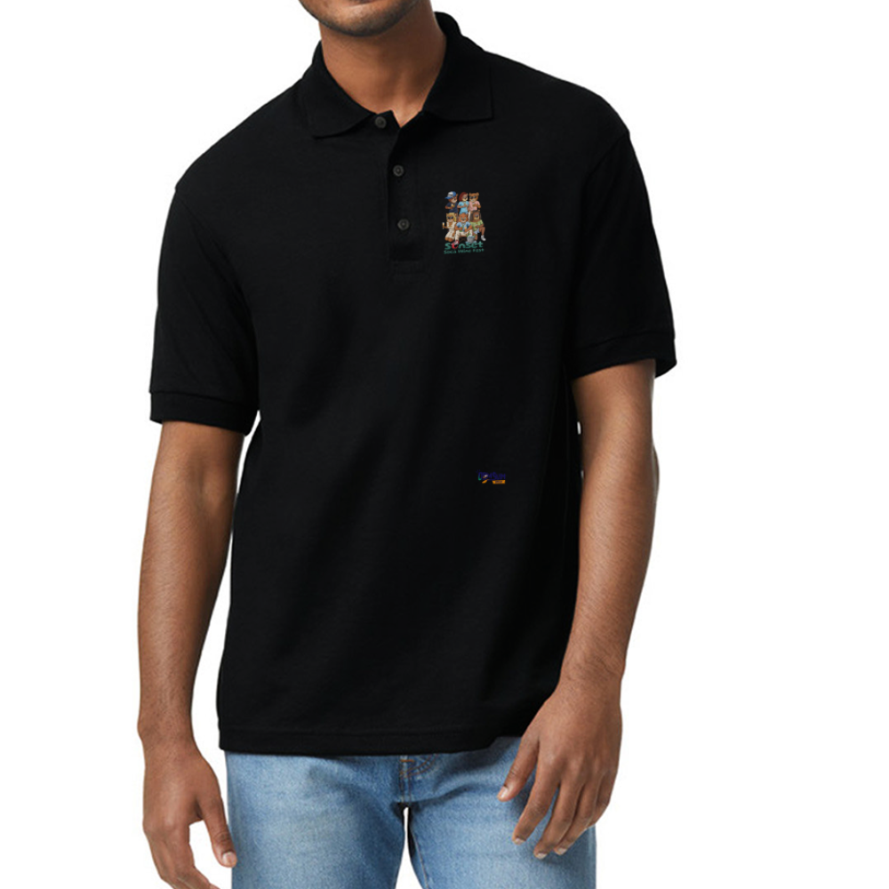 CHARACTER SUNSET SOCA Gildan Unisex 50/50 Jersey Polo - black