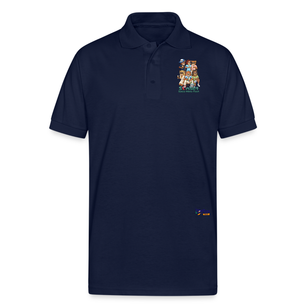 CHARACTER SUNSET SOCA Gildan Unisex 50/50 Jersey Polo - navy