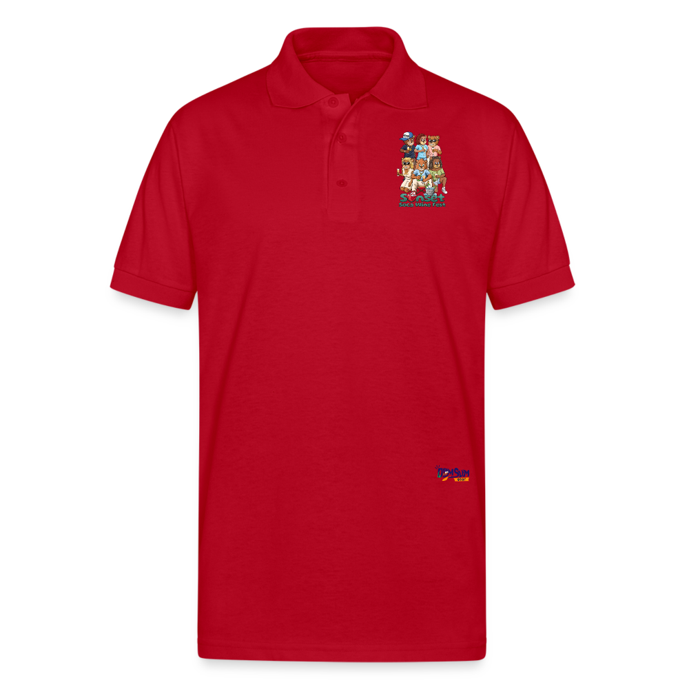 CHARACTER SUNSET SOCA Gildan Unisex 50/50 Jersey Polo - red