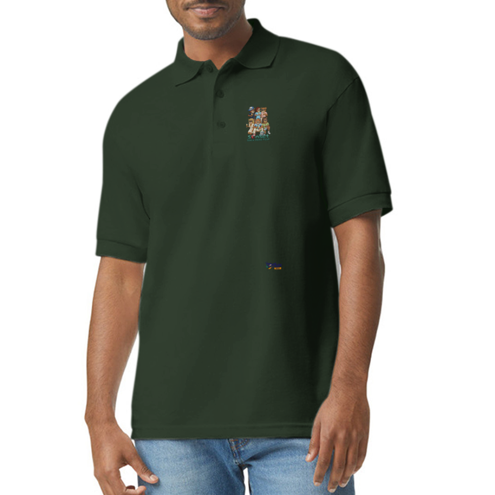 CHARACTER SUNSET SOCA Gildan Unisex 50/50 Jersey Polo - forest green