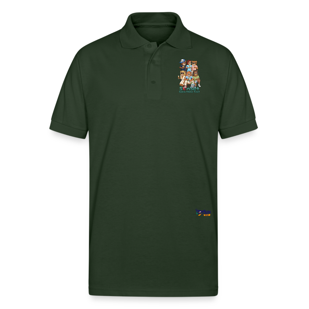 CHARACTER SUNSET SOCA Gildan Unisex 50/50 Jersey Polo - forest green