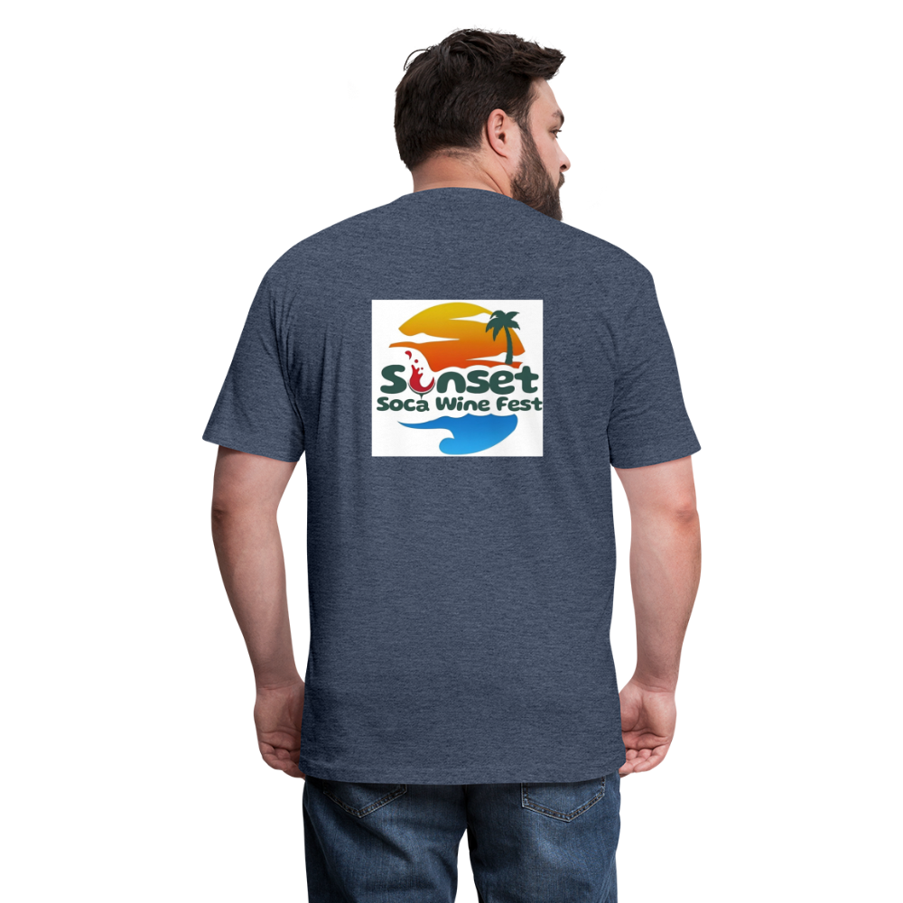 SUNSET LOGO Fitted Cotton/Poly T-Shirt by Next Level - heather navy