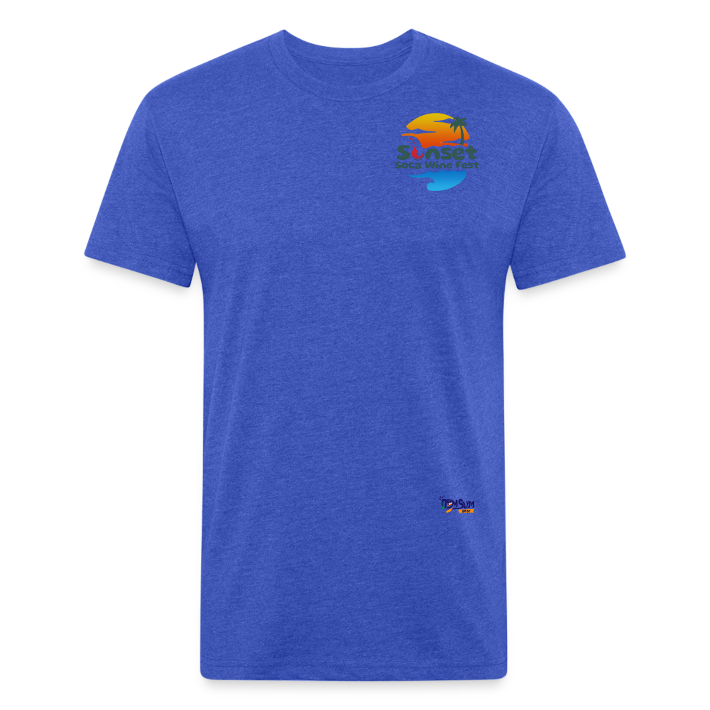 SUNSET LOGO Fitted Cotton/Poly T-Shirt by Next Level - heather royal