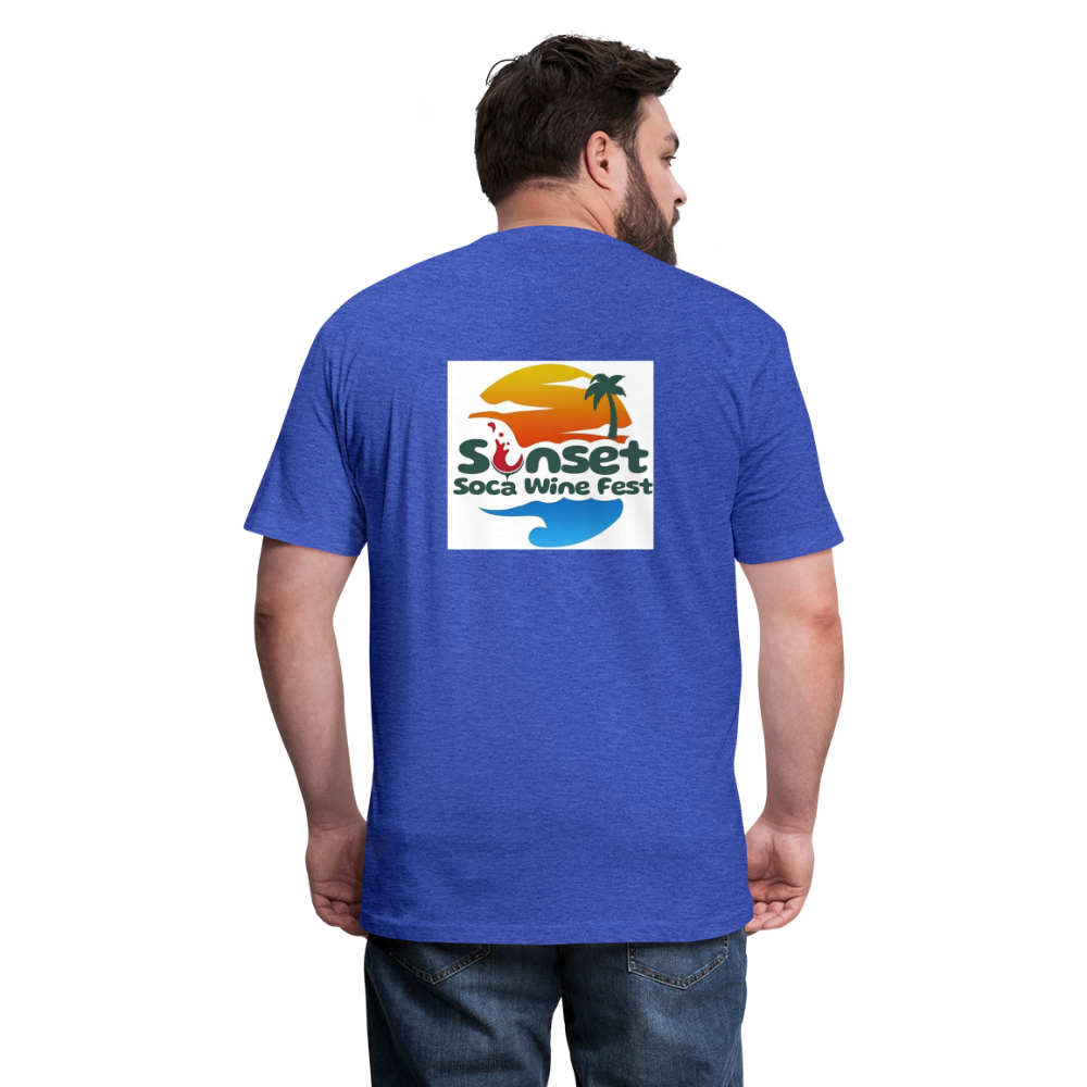 SUNSET LOGO Fitted Cotton/Poly T-Shirt by Next Level - heather royal