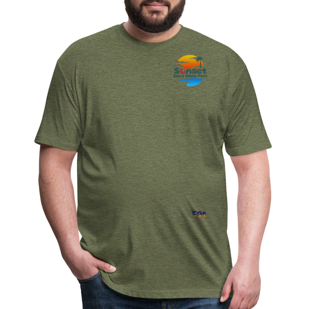 SUNSET LOGO Fitted Cotton/Poly T-Shirt by Next Level - heather military green