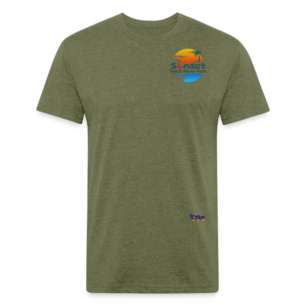 SUNSET LOGO Fitted Cotton/Poly T-Shirt by Next Level - heather military green