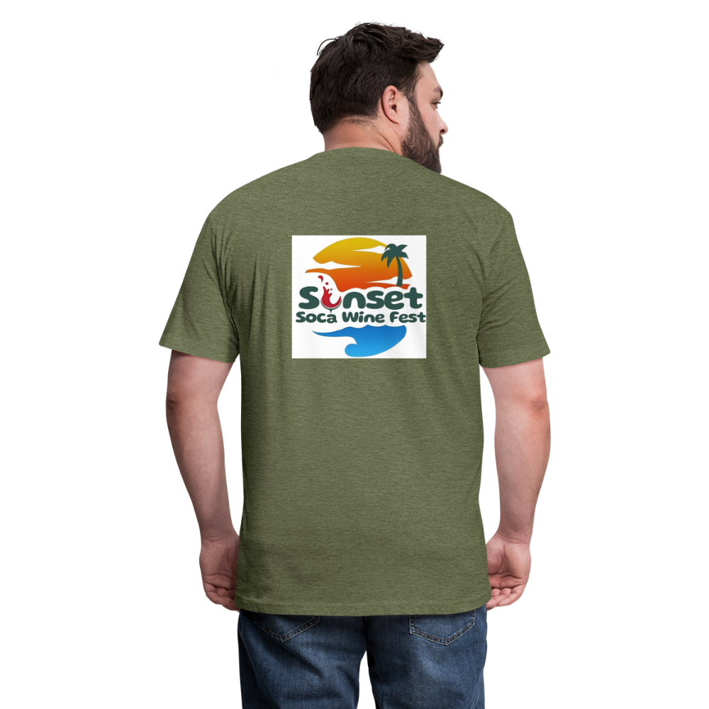 SUNSET LOGO Fitted Cotton/Poly T-Shirt by Next Level - heather military green