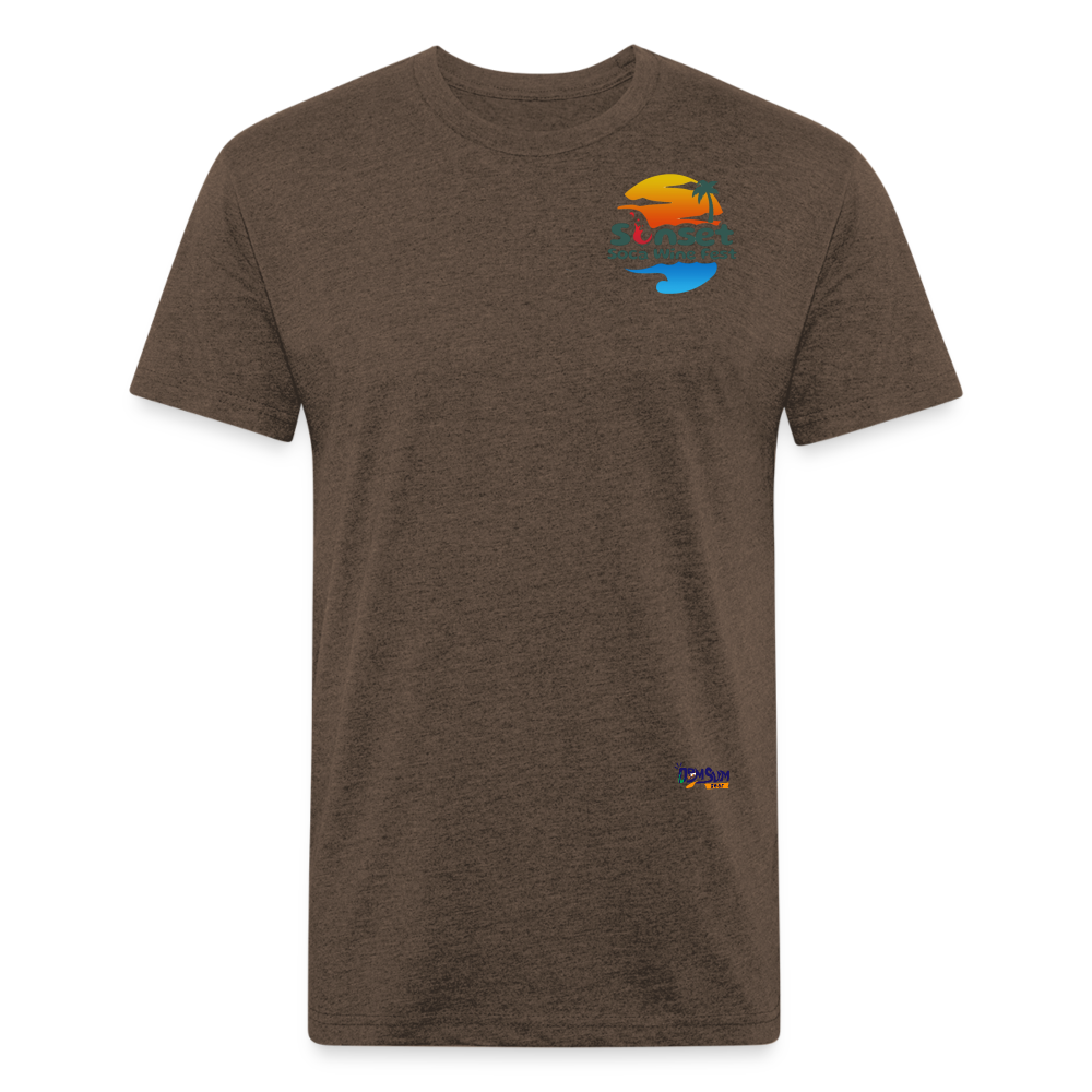 SUNSET LOGO Fitted Cotton/Poly T-Shirt by Next Level - heather espresso
