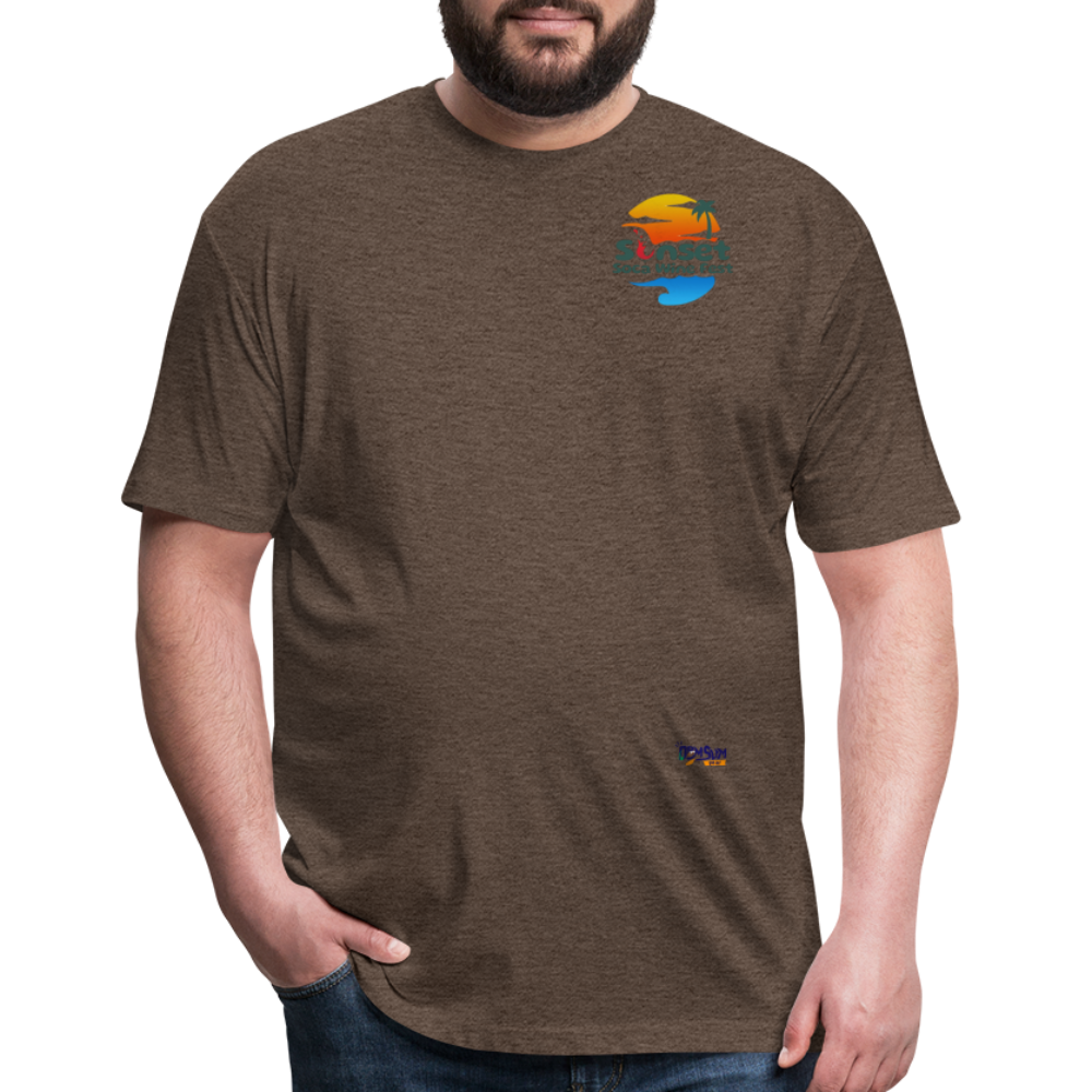 SUNSET LOGO Fitted Cotton/Poly T-Shirt by Next Level - heather espresso