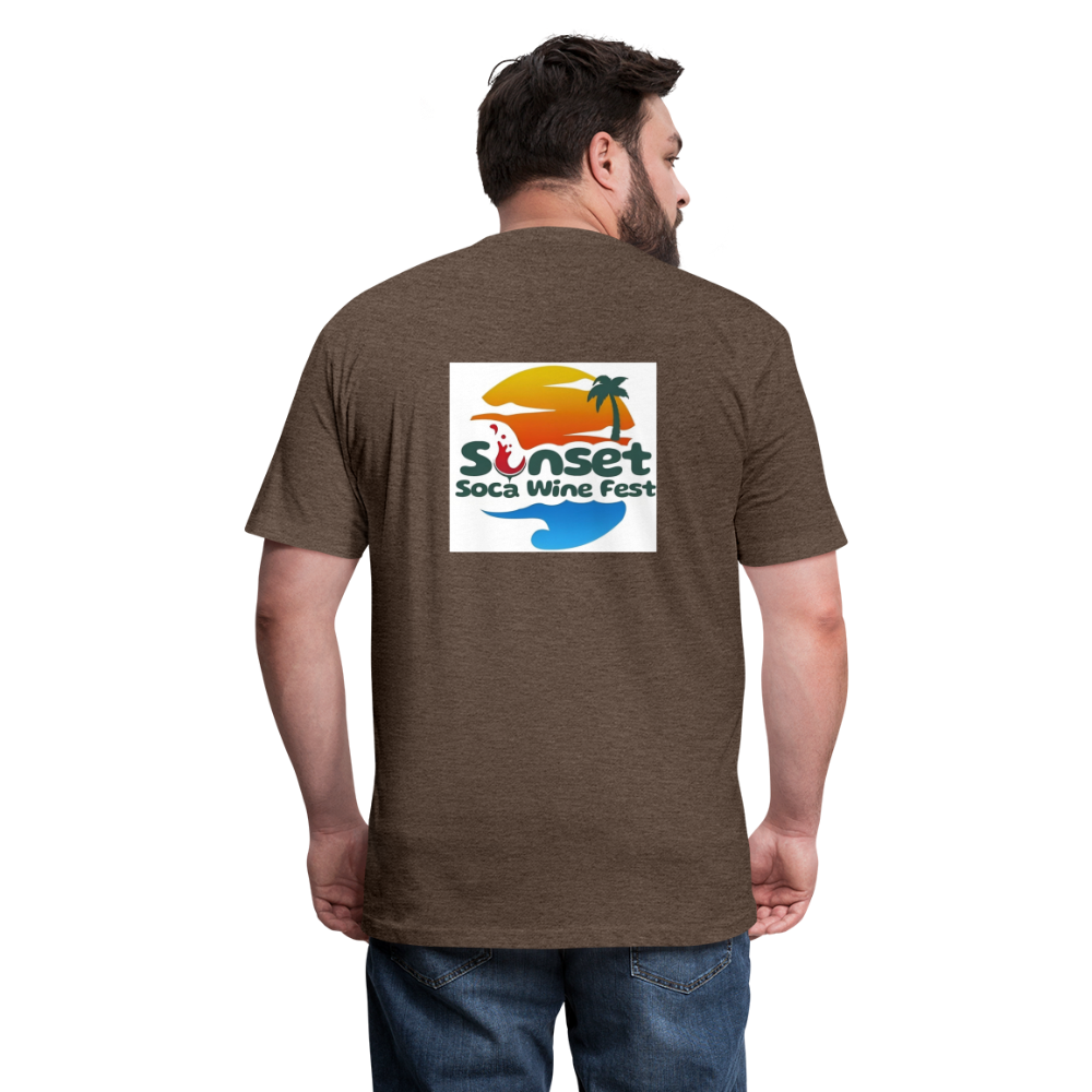 SUNSET LOGO Fitted Cotton/Poly T-Shirt by Next Level - heather espresso