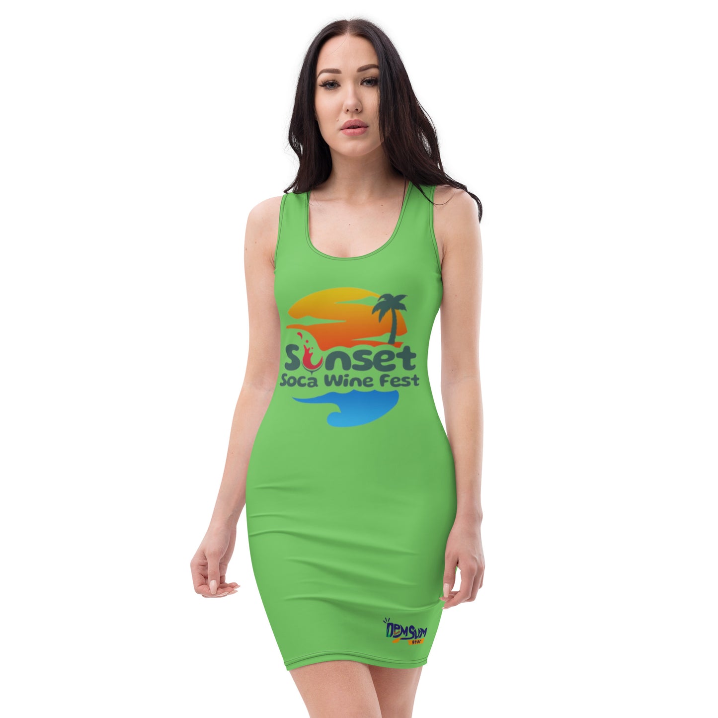 Apple Green Sunset Soca Bodycon dress