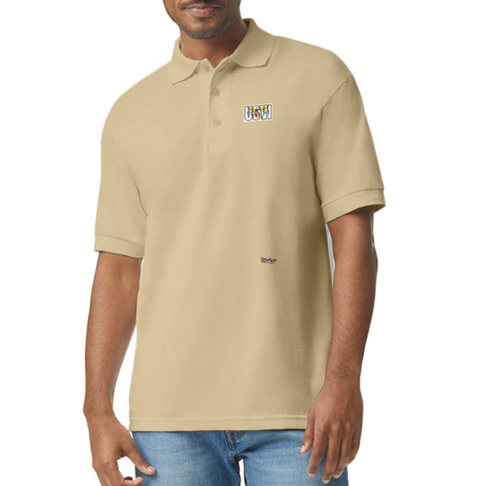 USVI Gildan Unisex 50/50 Jersey Polo - Sand