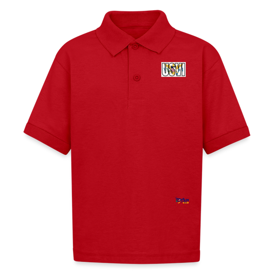 USVI Gildan Kid's 50/50 Jersey Polo - red