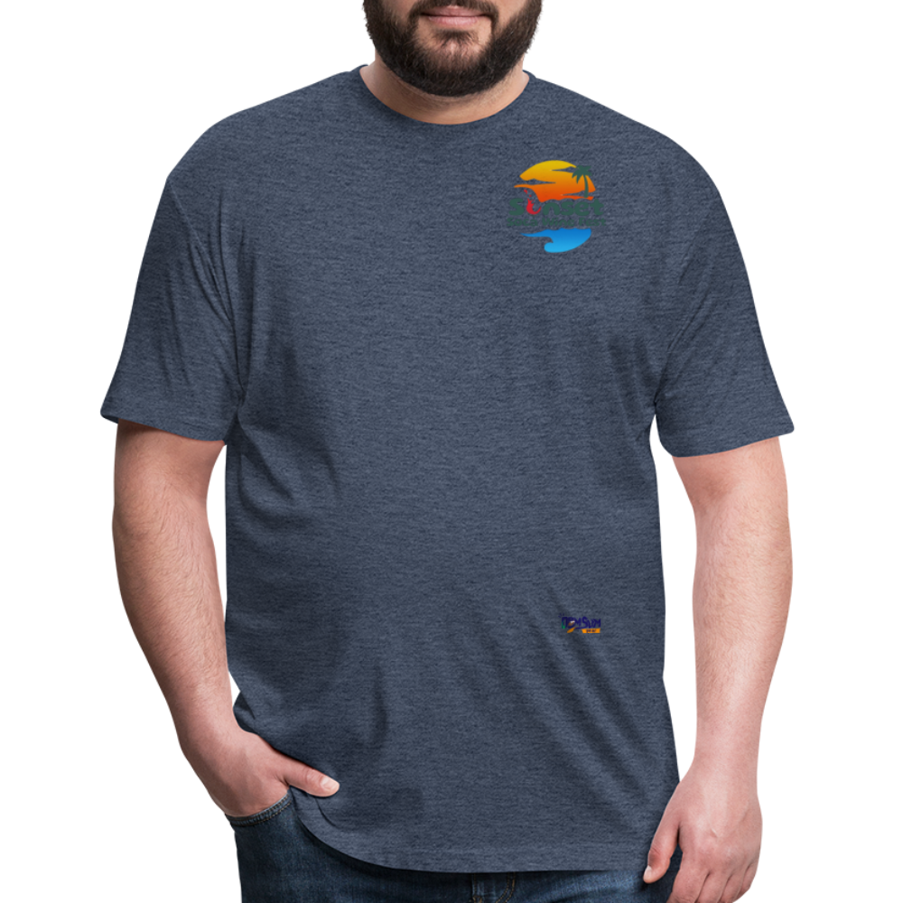 SUNSET LOGO Fitted Cotton/Poly T-Shirt by Next Level - heather navy